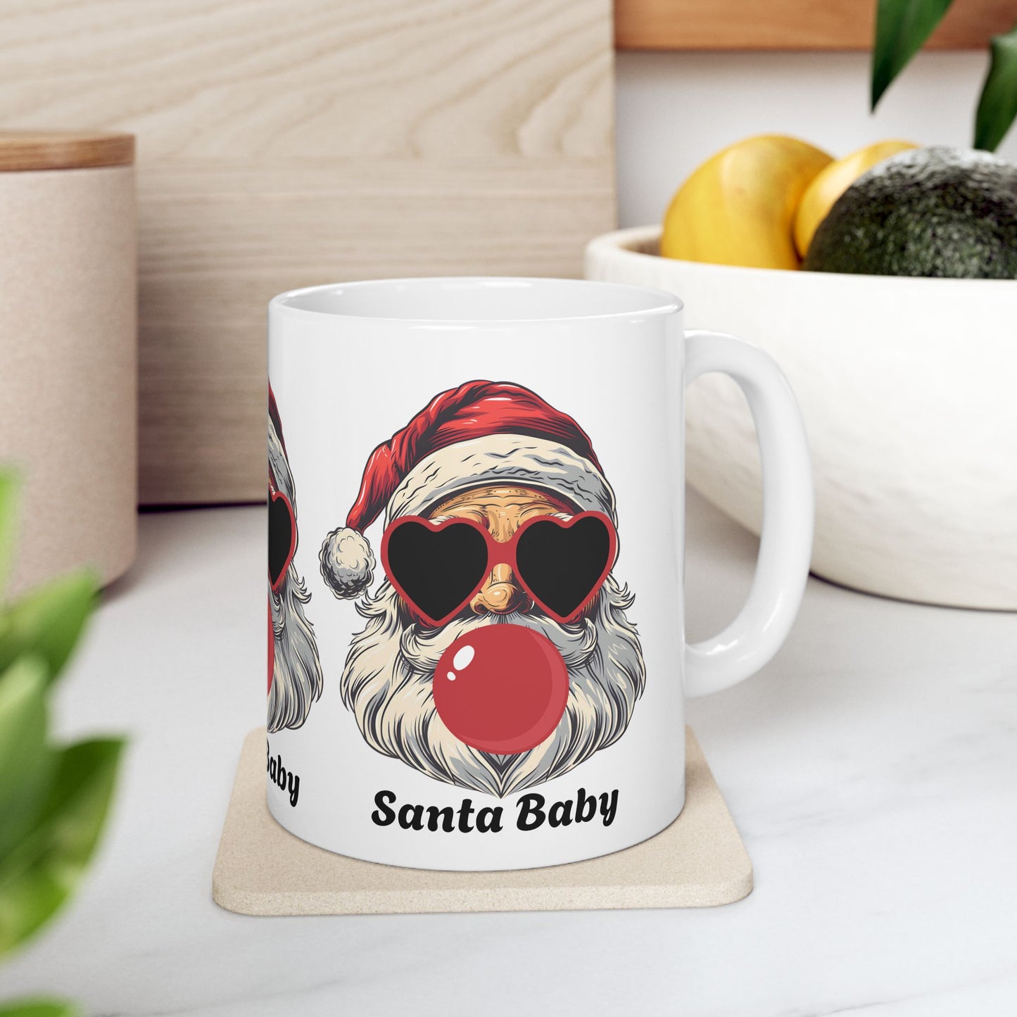 Ceramic Mug - Santa Baby with Santa Popping a Bubble Design