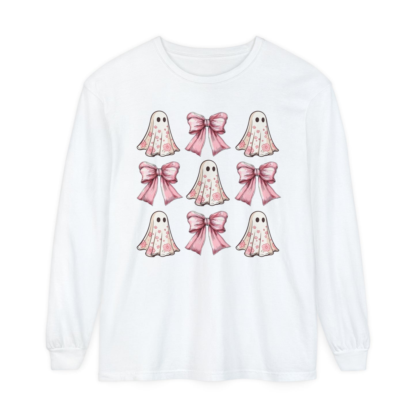 Coquette Pretty Ghost Halloween Long Sleeve T-Shirt