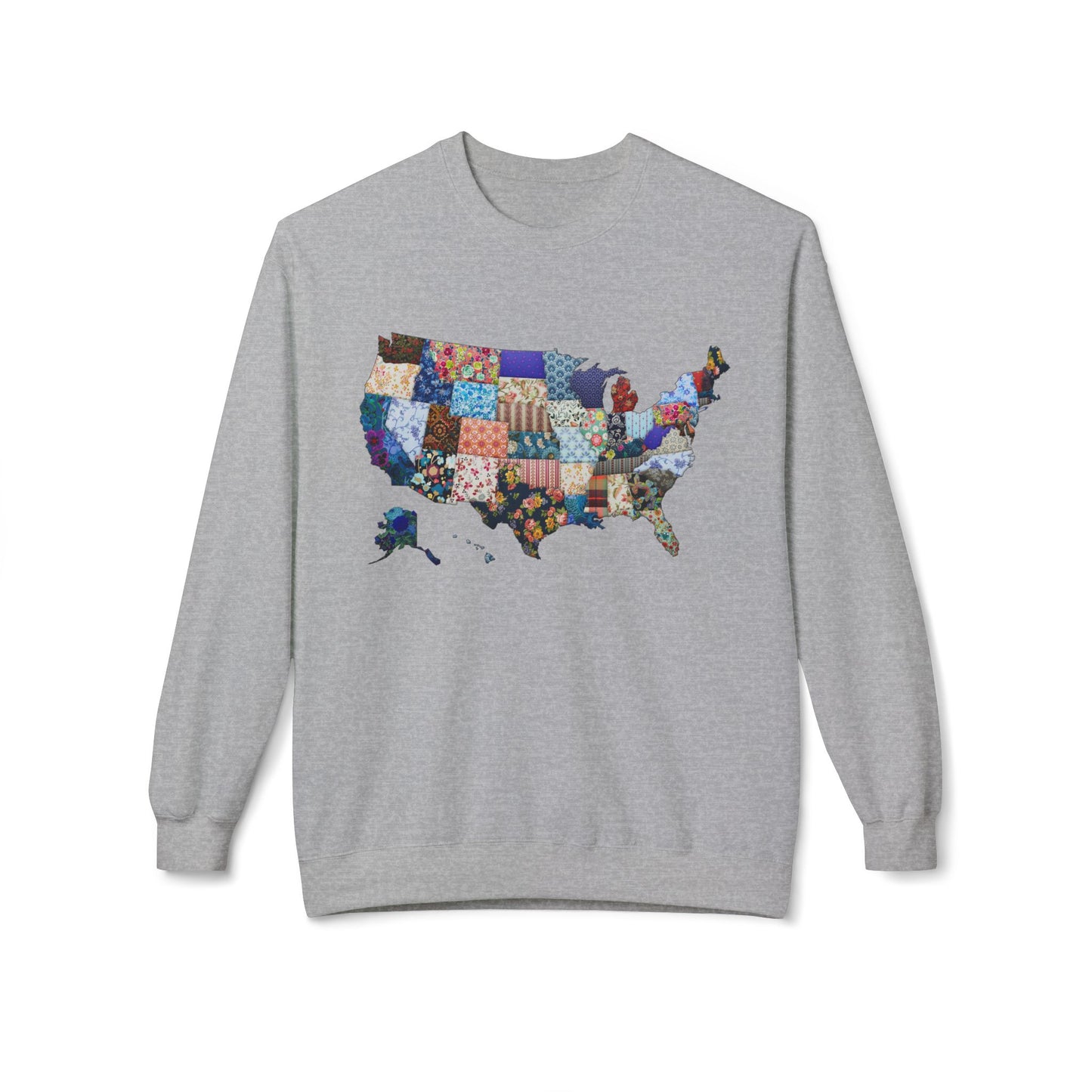 Quilted USA Map Crewneck Sweatshirt