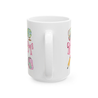 Coquette School Teacher Ceramic Mug, (11oz, 15oz)