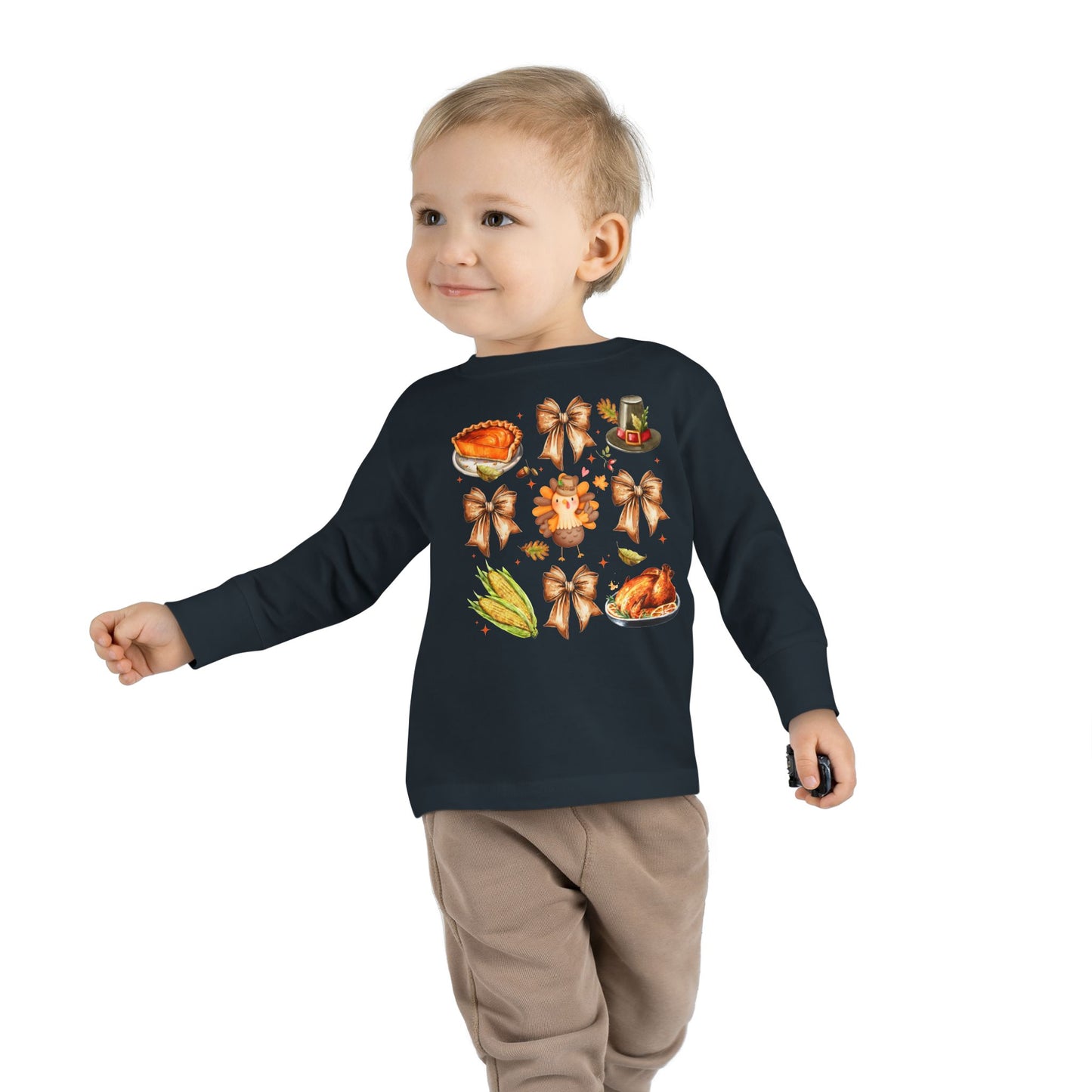 Thanksgiving Coquette Toddler Long Sleeve Tee