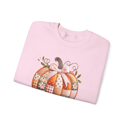 Fall Quilted Patchwork Pumpkin Sweatshirt