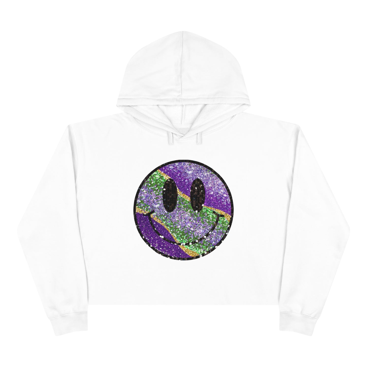 Mardi Gras Smiley Face Crop Hoodie