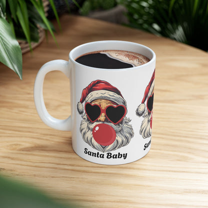 Ceramic Mug - Santa Baby with Santa Popping a Bubble Design