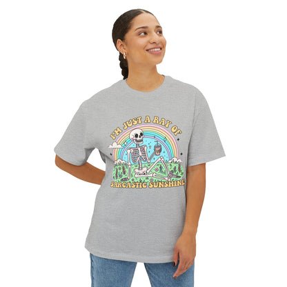 Sarcastic Skeleton Rainbow Oversized Tee