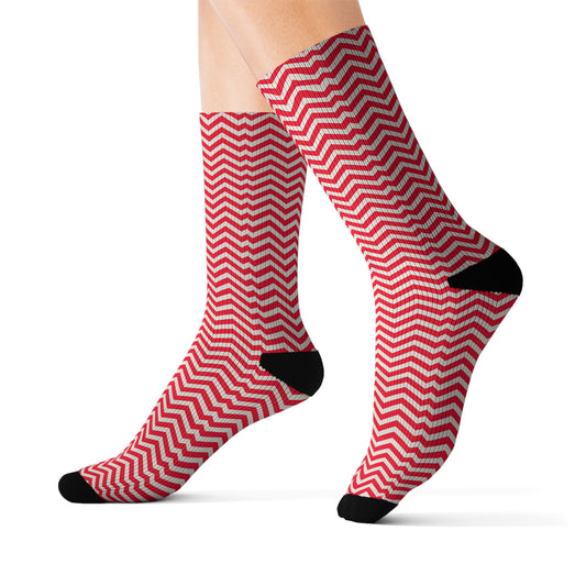 Funky Red Chevron Sublimation Socks