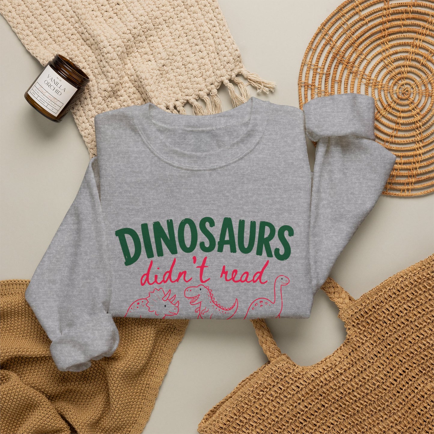 Dinosaurs Didn’t Read Crewneck Sweatshirt