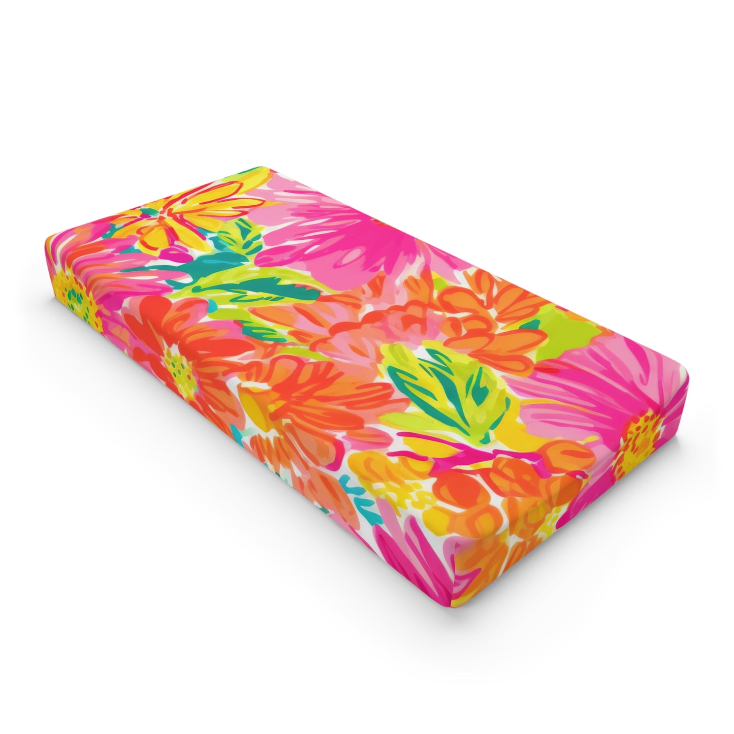 Bright Colorful Floral Baby Girl Changing Pad Cover