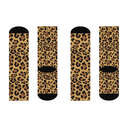 Stylish Leopard Print Cushioned Crew Socks