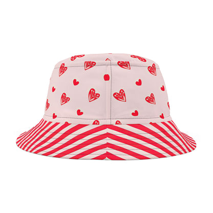 Heart and Stripes Red Bucket Hat