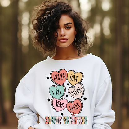 Howdy Valentine Conversational Hearts Sweatshirt