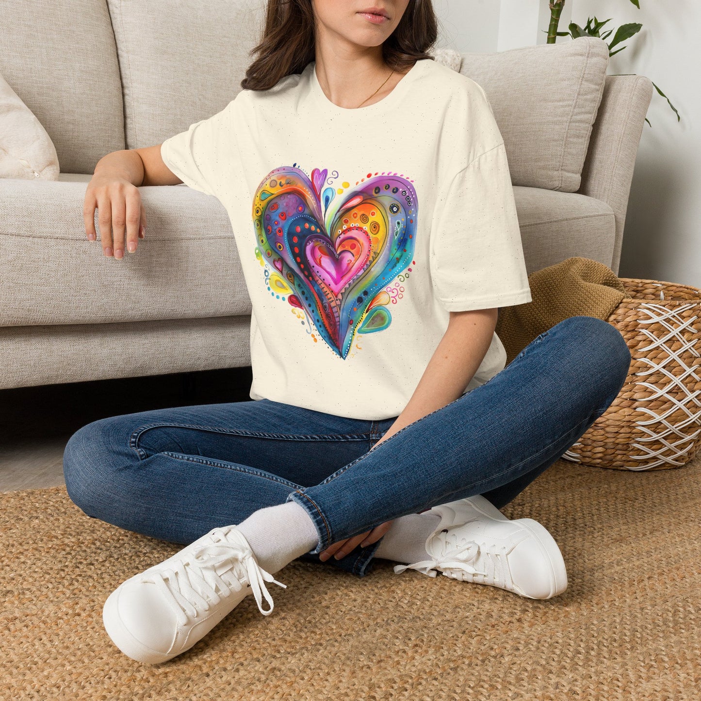 Unisex Watercolor Heart Softstyle T-Shirt
