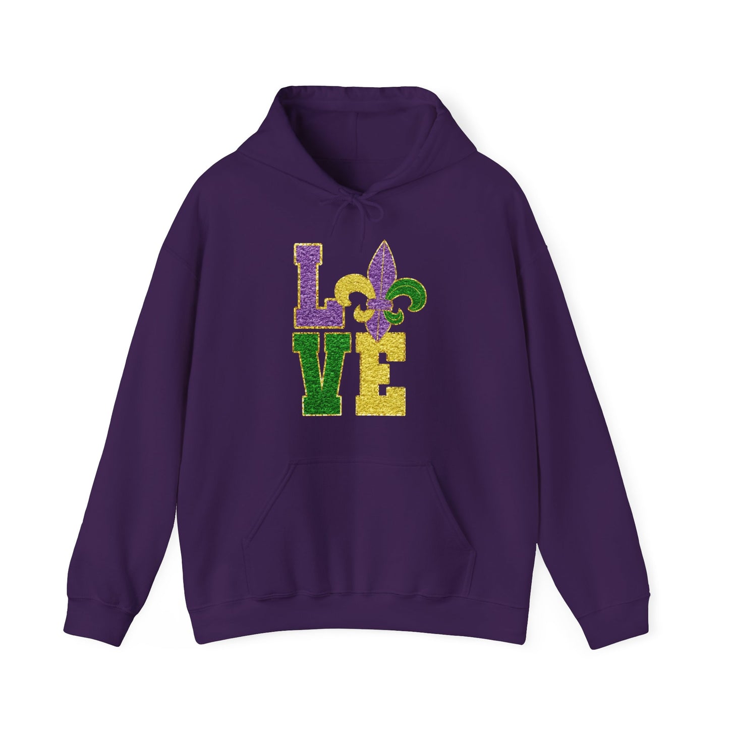 Mardi Gras LOVE Smiley Face Hoodie Sweatshirt