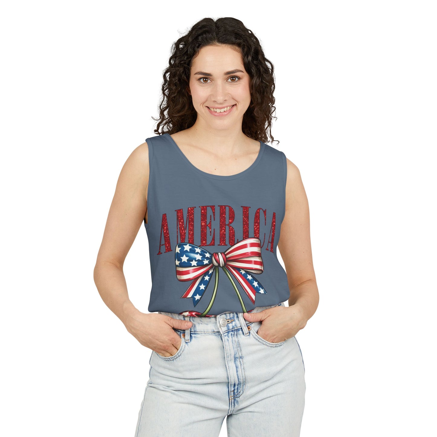 Patriotic Cherry Graphic Tank Top