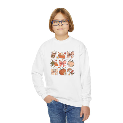 Fall Thanksgiving Vibes Youth Crewneck Sweatshirt