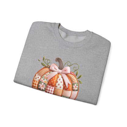 Fall Quilted Patchwork Pumpkin Sweatshirt