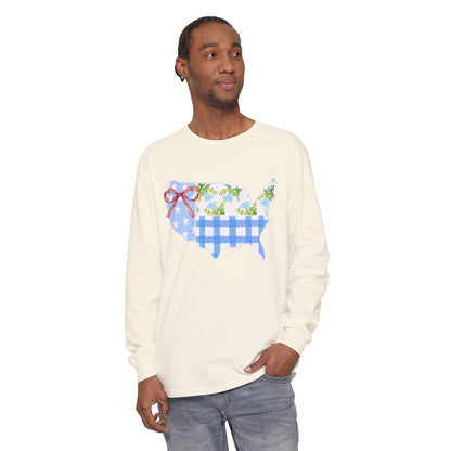Cozy Quilted USA Long Sleeve Tee