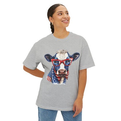 Patriotic Cow Unisex Oversized Boxy Tee