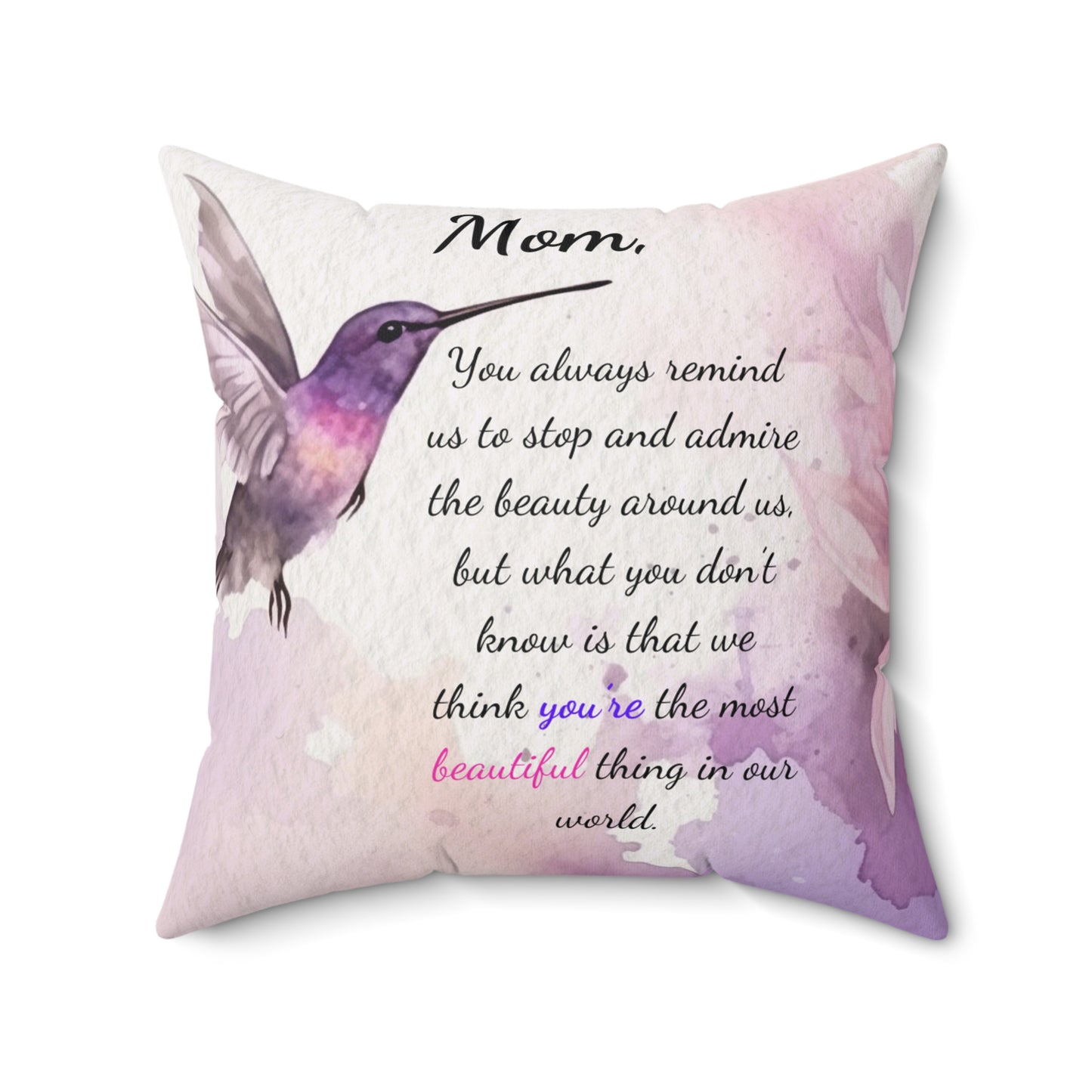 Hummingbird Mom Pillow for Mother's Day, Birthday, Christmas