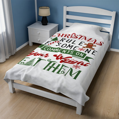 Christmas Rules Velveteen Plush Blanket