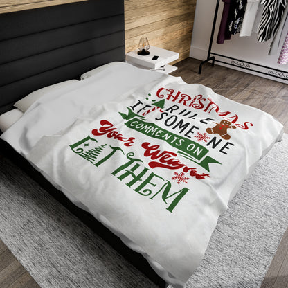 Christmas Rules Velveteen Plush Blanket