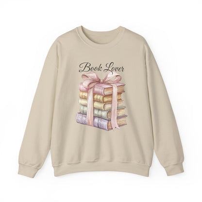 Book Lover Sweatshirt — Stack of Books with Ribbon Graphic