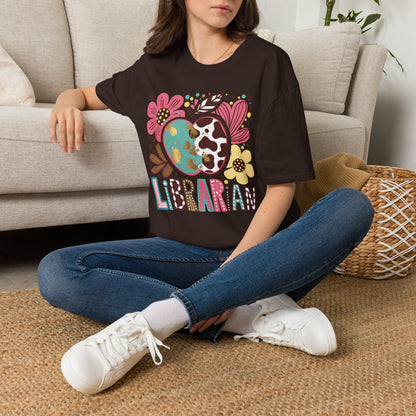 Librarian Floral Heart T‑Shirt