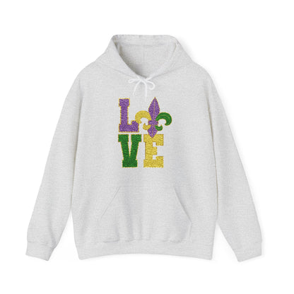 Mardi Gras LOVE Smiley Face Hoodie Sweatshirt