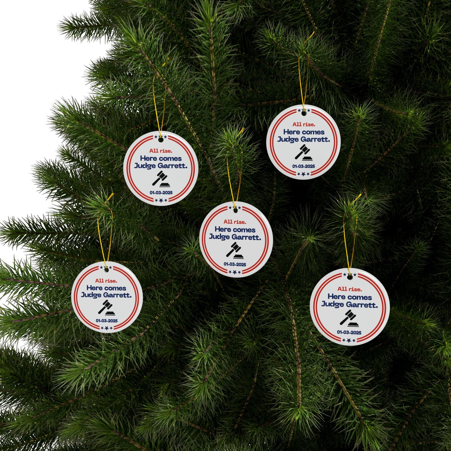 Personalized Judge Garrett Ceramic Ornaments - 2-Sided Print (1pc, 3pcs, 5pcs, 10pcs) - Perfect for Legal Celebrations and Holiday Decor