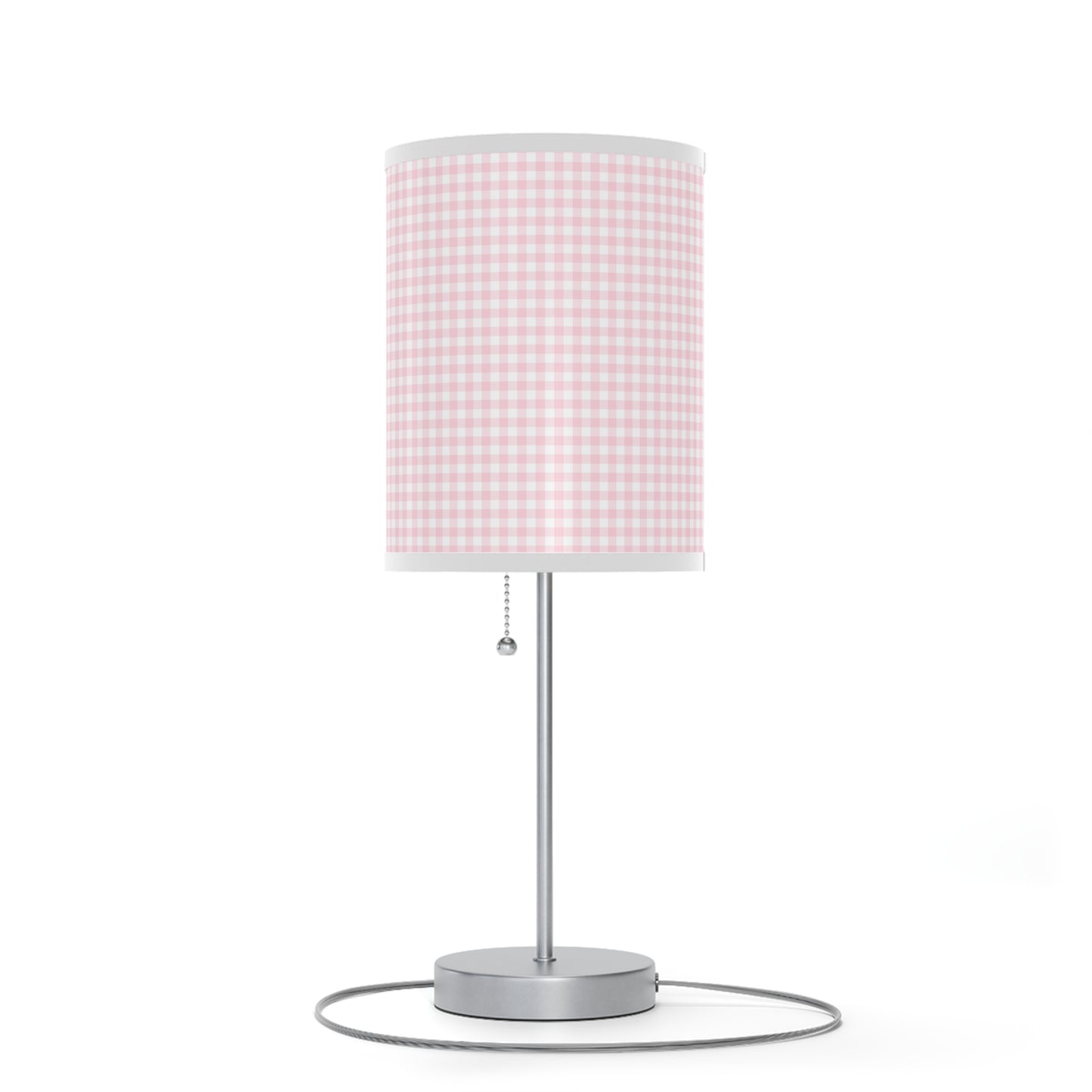 Coquette Pink and White Checked Lamp