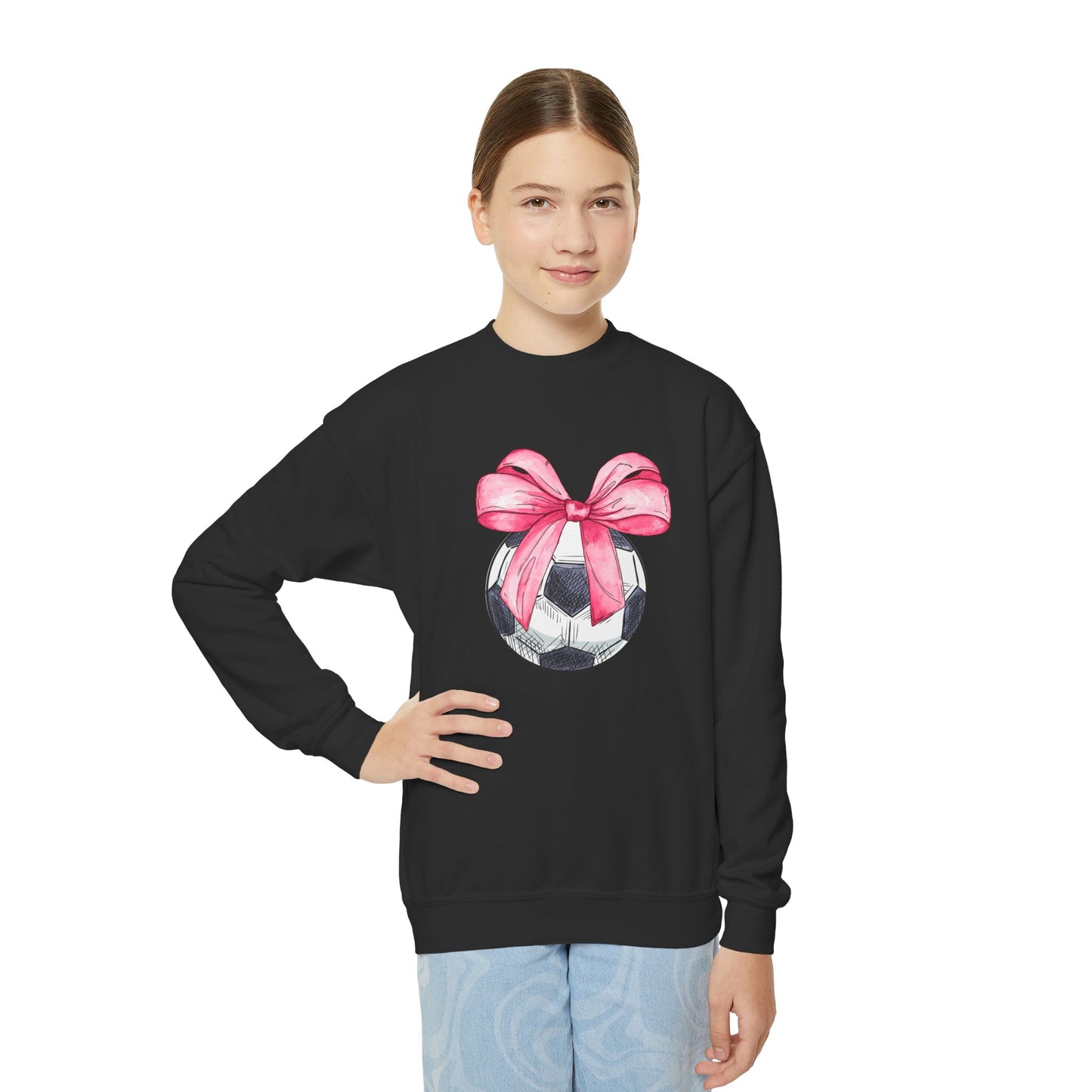 Soccer Coquette Youth Crewneck Sweatshirt