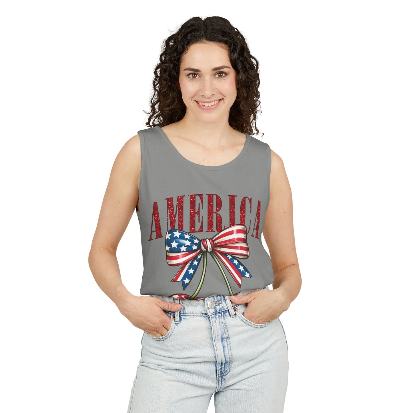 Patriotic Cherry Graphic Tank Top