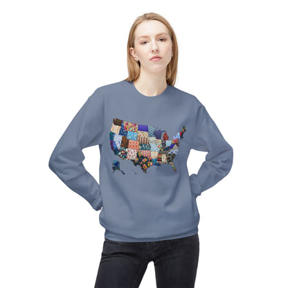 Quilted USA Map Crewneck Sweatshirt
