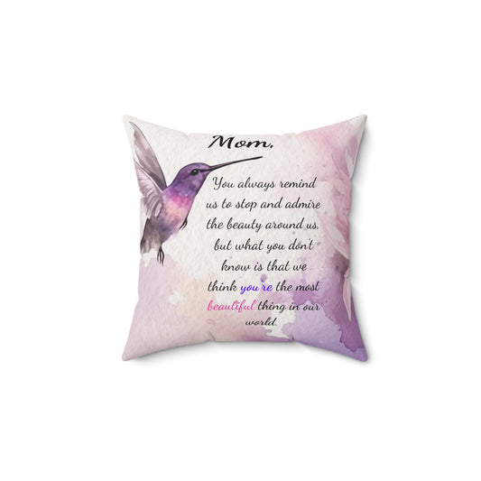 Hummingbird Mom Pillow for Mother's Day, Birthday, Christmas