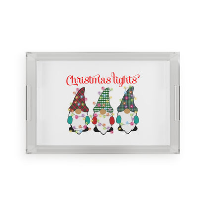 Christmas Lights Gnomes Acrylic Serving Tray