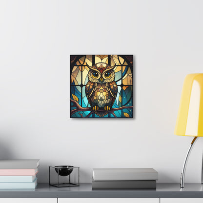 Faux Stained Glass Owl Canvas Gallery Wraps