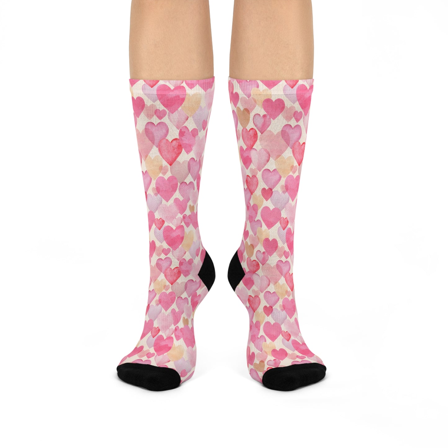Trendy Heart Themed Crew Socks