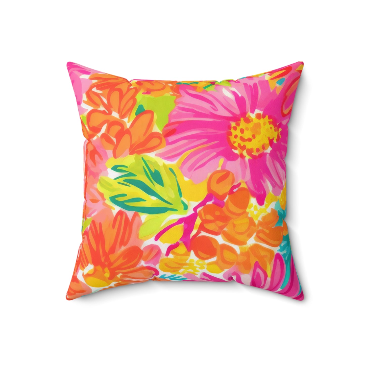 Floral Hot Pink Square Pillow