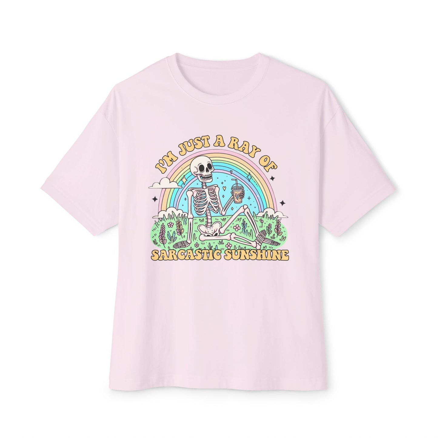 Sarcastic Skeleton Rainbow Oversized Tee