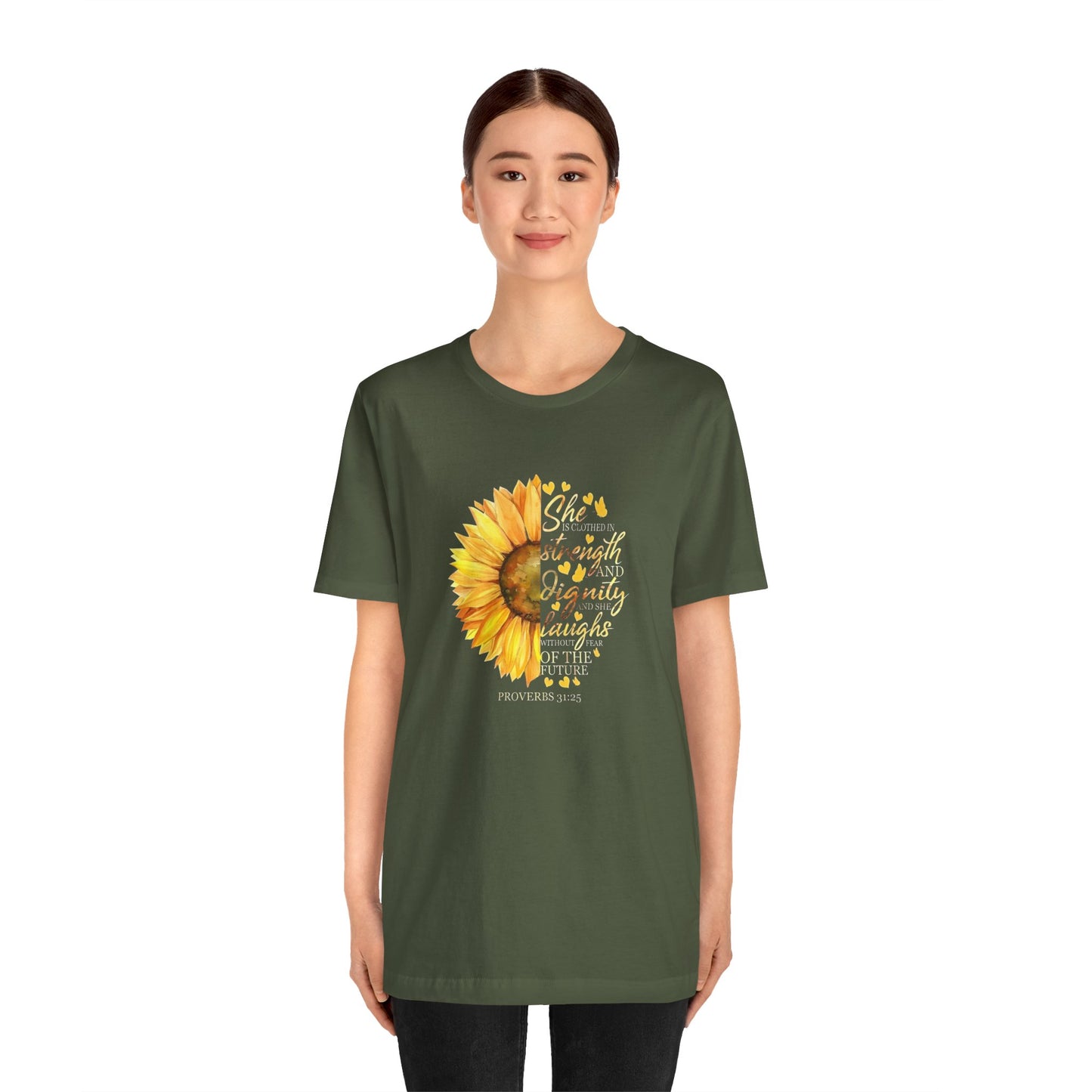 Proverbs She is Strong Sunflower T-Shirt