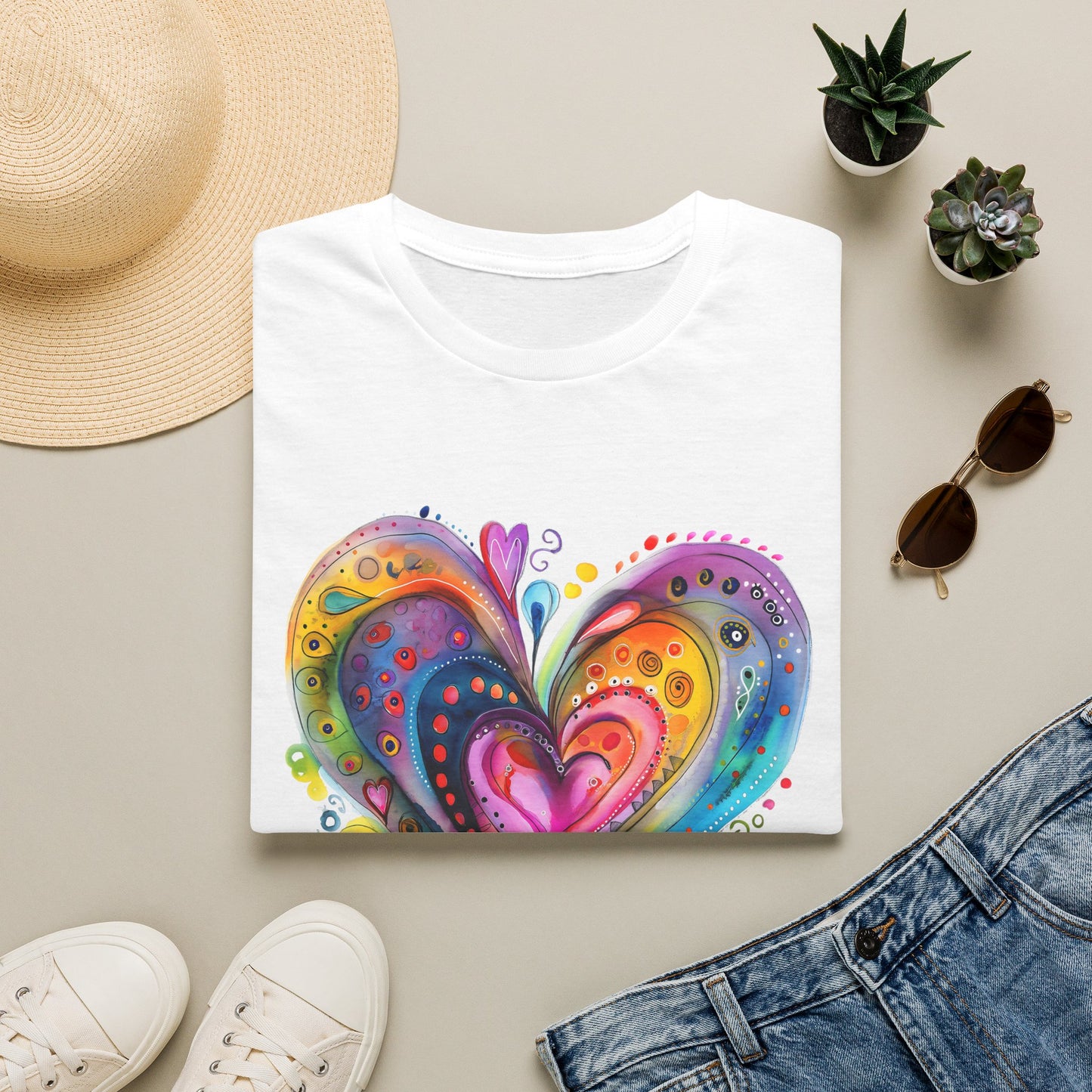 Unisex Watercolor Heart Softstyle T-Shirt