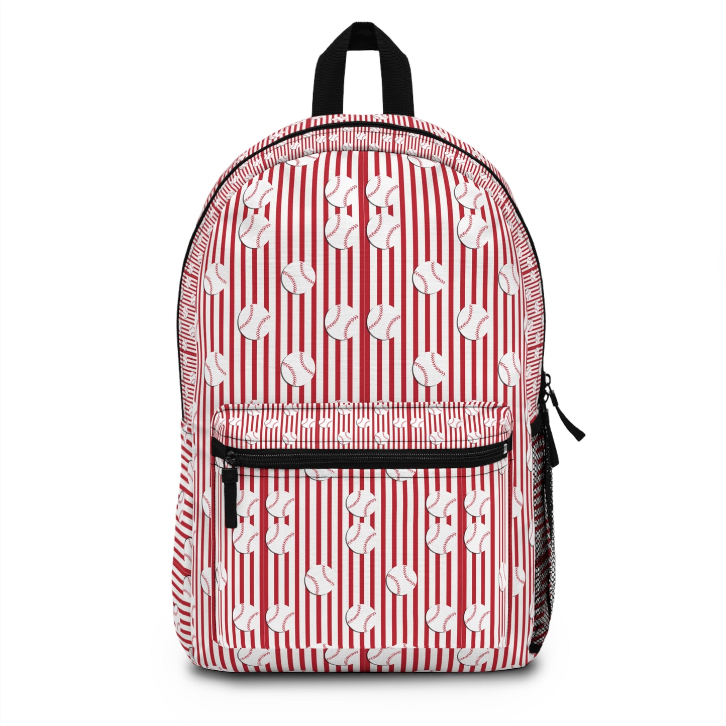 Red Striped Baseball Pattern Backpack