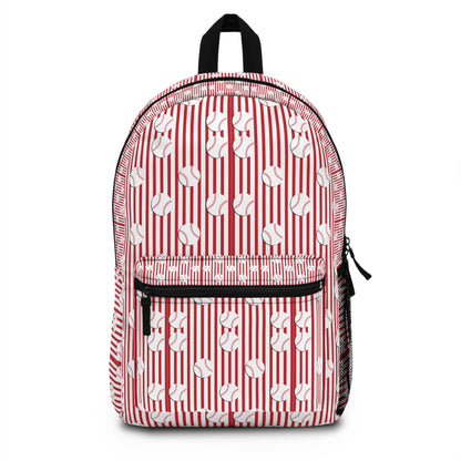 Red Striped Baseball Pattern Backpack