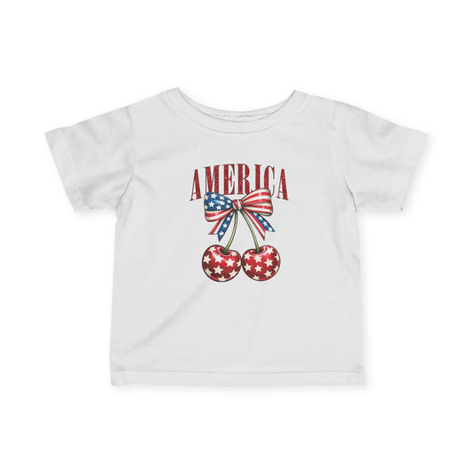Patriotic Infant Tee with Cherry Design