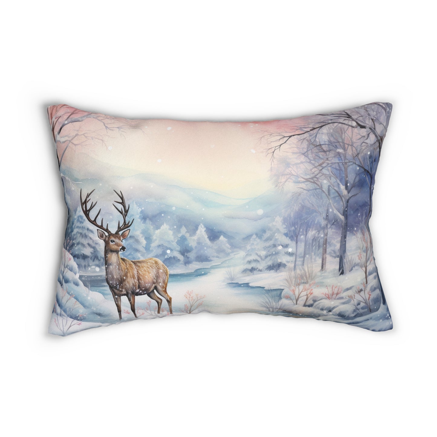 Buck in the Snow Lumbar Pillow