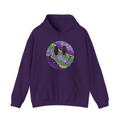 Mardi Gras Smiley Face Hooded Sweatshirt Hoodie