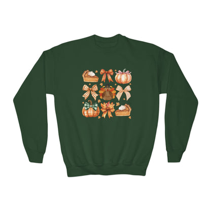 Coquette Thanksgiving Turkey Youth Crewneck Sweatshirt