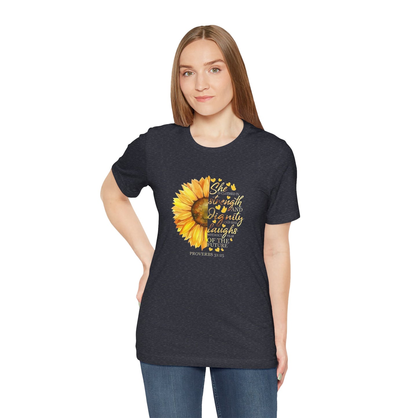 Proverbs She is Strong Sunflower T-Shirt