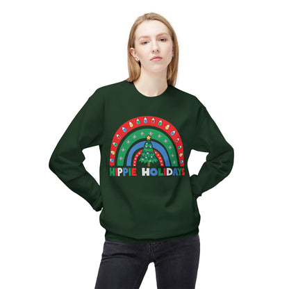Retro Rainbow Hippie Holidays Crewneck Sweatshirt