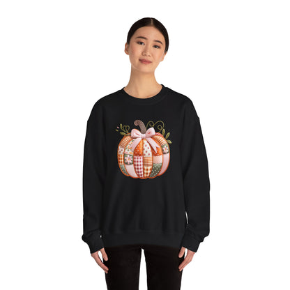 Fall Quilted Patchwork Pumpkin Sweatshirt